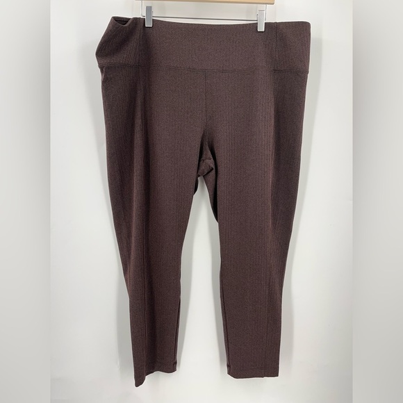 Athleta 3X Delancy Herringbone Tight Brown 0216 Leggings Brown Pockets Plus Size - Picture 2 of 10